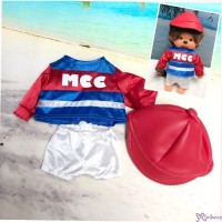 XA83 Monchhichi S Size Fashion Outfit - Horse Racing Jockey Suit BLUE with Red Helmet 