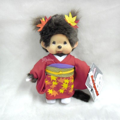 256180  Sekiguchi Monchhichi Plush 20cm Kimono Scarlet Maple Leaves