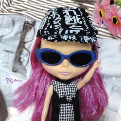 HSM011BLE02 Neo B Doll Mimi Plastic Blue Glasses Black Lens