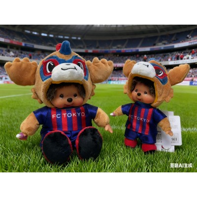16025135 Japan J-League Soccer Club FC Tokyo x Monchhichi S Size Plush ~ RARE