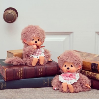 201280+97 Sekiguchi Monchhichi S Size Fluffy Brown & Pink ~ PAIR ~