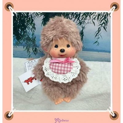 201297  Sekiguchi Monchhichi S Size Fluffy Boy with Pink Bib ~ 
