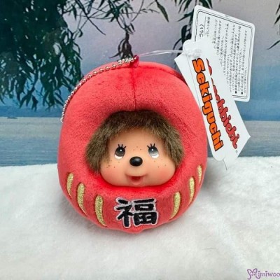 202942 Monchhichi Lucky Daruma SS Size Plush Mascot Red ~ NEW ~ 