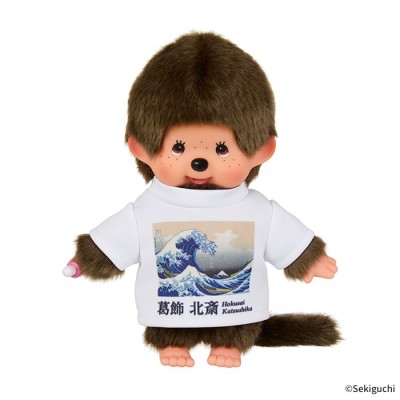 203482 Monchhichi Art S Size Plush with Tee Thirty-six Views of Mt. Fuji ~ The Great Wave off Kanagawa ~ NEW