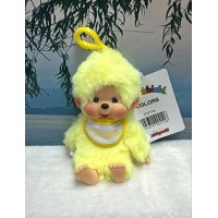 204106-YW Monchhichi SS Size Colors Mascot with Plastic Keychain Yellow