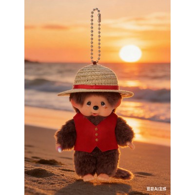 206063 Monchhichi x ONE PIECE Mascot Plush Keychain S2 Luffy ~ PRE-ORDER