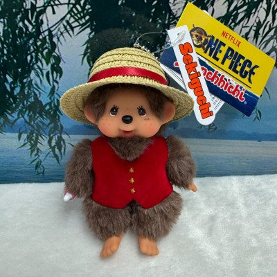 206063 Monchhichi x NETFLIX ONE PIECE Mascot Plush Keychain S2 Luffy  