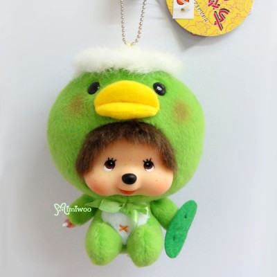 220540 Monchhichi Big Head x Chamekko Keychain Key Holder Kappa QQ ~ RARE