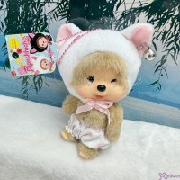 220640 Monchhichi Big Head Mascot Keychain Key Holder - Blink Eye White Cat ~ LAST 220640 Monchhichi Big Head Mascot Keychain Key Holder - Blink Eye White Cat ~ LAST