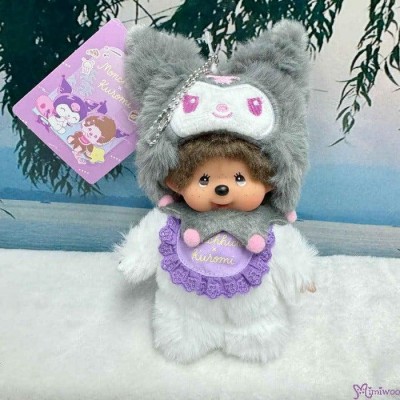 244478 Monchhichi x Kuromi 17cm Keychain Mascot ~  