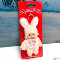 2478 Monchhichi Friend 10cm Plush Mascot Ball Chain - Bunny ~ RARE