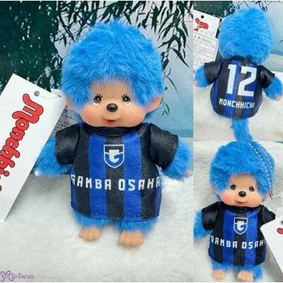 25-O-0061-01 Japan J-League Soccer Club GAMBA OSAKA x Monchhichi Player Keychain Mascot ~ 