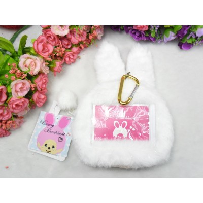 Monchhichi Bunny 13 x 18cm Plush Coin Bag Passcase Card Case with Buckle White 255820