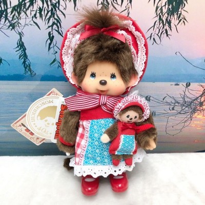 258500 Monchhichi S Size Plush Modern Doll with her Buddy ~ RARE ~