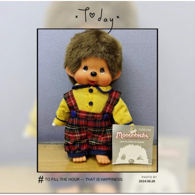 2585HK Monchhichi S Size  Overall Red Green Checker Pants Boy 