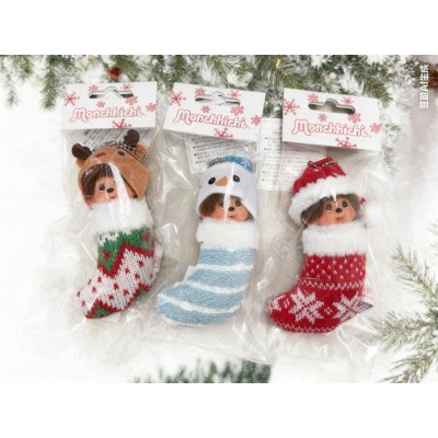 288175+199+205 Monchhichi Christmas Ornament Santa Snowman Reindeer X'Mas Mascot Set 