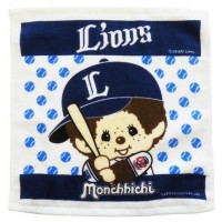 337188 Sport Monchhichi 100% Cotton 34 x 36cm Small Towel Blue Lions Baseball ~ Made in Japan 