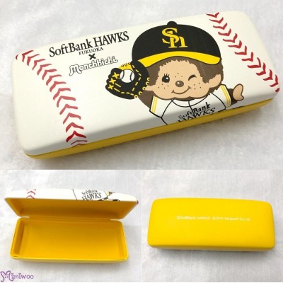 337317 Fukuoka Softbank Hawks x  Monchhichi Glasses Case Eyeglasses Protection Box Yellow