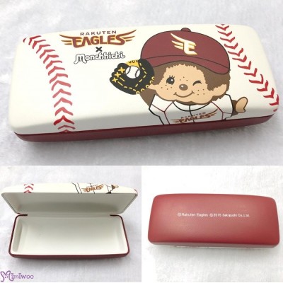 337324 Rakuten Eagles x  Monchhichi Glasses Case Eyeglasses Protection Box Red