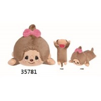 35781 Monchhichi Zipper Plushy Stationery Case Big Head Girl