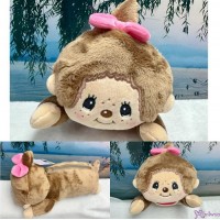 35781 Monchhichi Zipper Plushy Stationery Case Big Head Girl
