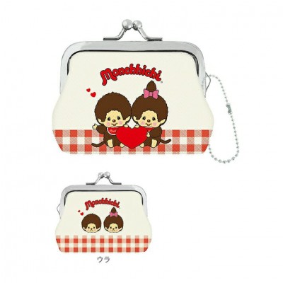 377092 Monchhichi 8.5 x 7.5 x 2cm PU Leather Coin Bag Mascot - White
