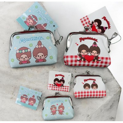 377092 Monchhichi 8.5 x 7.5 x 2cm PU Leather Coin Bag Mascot - White
