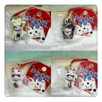 499000+20+30+40 Monchhichi 4cm Ceramics Lucky Cat Phone Strap Mascot 4pcs Set