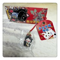 499020 Monchhichi 4cm Ceramics Lucky Cat Phone Strap Mascot BLACK