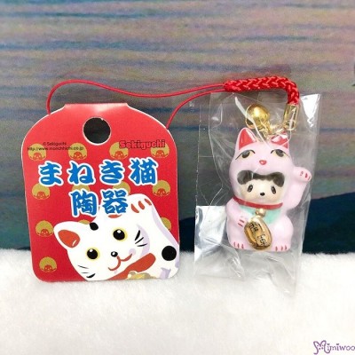 Monchhichi Mascot Ceramics Lucky Cat Phone Strap PINK 499030