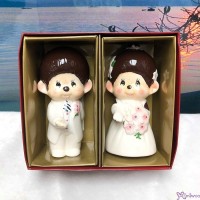 499069 Monchhichi Ceramics Western Wedding Figure 12cm Doll (PAIR) 