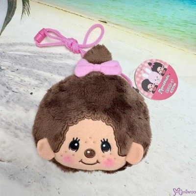 52906 Monchhichi 17 x 13.5cm Plushy Bag with Strap GIRL ~ NEW ARRIVAL ~