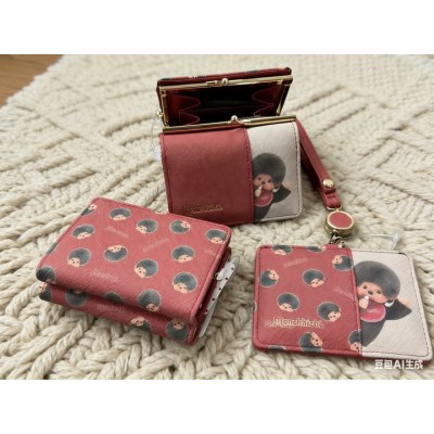 54231 Monchhichi Passcase Card Case with Strap RED ~ NEW ~ 