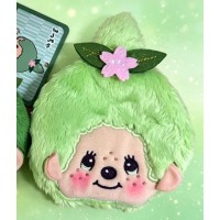 56850 Monchhichi 10 x 10cm Plush Coin Bag with Buckle - Green Girl ~ NEW