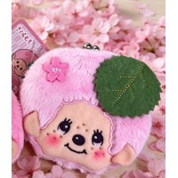56874 Monchhichi 10 x 10cm Plush Coin Bag with Buckle - Pink Girl ~ NEW