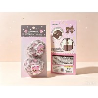 59622 Monchhichi Plush Ball Hairband Bag Mascot- Leopard Pink