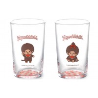713049+56 Monchhichi Glass Cup ~ PAIR ~  Made in Japan