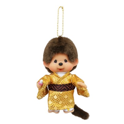 717729 Monchhichi 13.5cm Keychain Mascot - Kimono Gold 