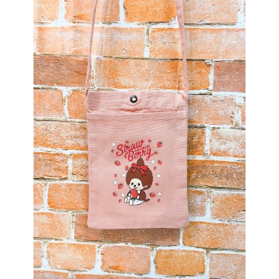 740979 Monchhichi 17 x 24cm Strawberry Shoulder Bag Pink