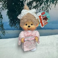 755349 Monchhichi Girl 13cm Keychain Mascot - Kimono Pink