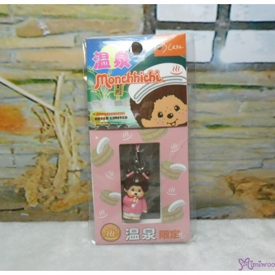 798330 Monchhichi 3cm Mini Plastic Mascot Phone Strap Keychain Onsen Spa Pink