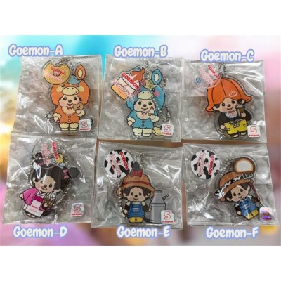 Goemon-D  JAPAN Limited Monchhichi x Goemon  6cm Plastic Keychain Mascot D