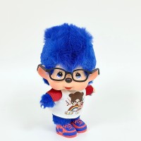 LB001 HONG KONG Exclusive Limited - Big Head Monchhichi with Glasses Blue Hair Boy ~ NEW ~