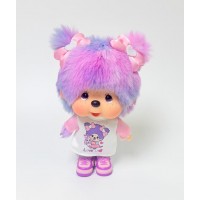 LB002 HONG KONG Exclusive Limited - Big Head Monchhichi Dye Tie Purple Hair Girl  ~ NEW ~
