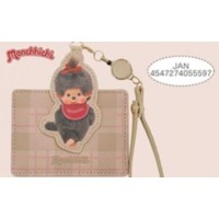 M010-10B Monchhichi Passcase Card Case with Strap Checker PINK