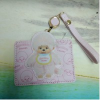 M010-10D Monchhichi Passcase Card Case with Strap PINK