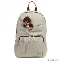 DC-061-GRY Monchhichi Backpack W28 × H43 × D13.5cm - Grey with MCC Mascot 
