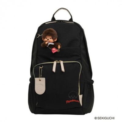 DC-061-BLK Monchhichi Backpack W28 × H43 × D13.5cm - Black with MCC Mascot 
