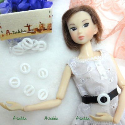 NDA048WHE Doll Dress Crafts 11mm Round Plastic Buckle White 5pcs