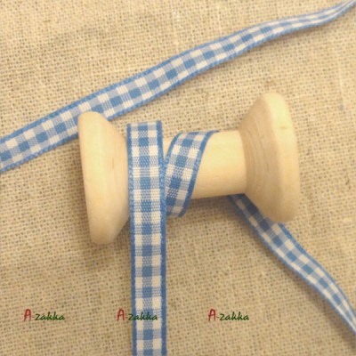 NDA066BLE DIY Crafts 6mm Checker Lave Trim Woven Tape Blue